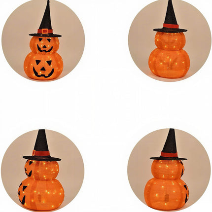 Collapsible Folding Halloween Pumpkin Lantern LED Light Easy Installation Pull Up With Decorations Quickly Installed