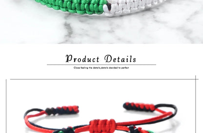 Palestine Flag String Bracelet Red Black White Green Rope Braided Bangle Christmas Gift UAE Kuwait Natural Stone Beads Bracelets