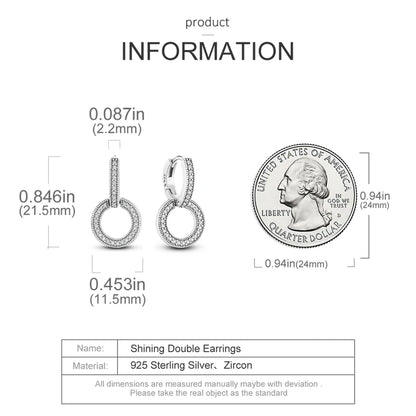 Genuine 925 Sterling Silver Love Feather Earrings Fit Original Charms Hoop  For Women girls Stud Earring Fine Jewelry Gifts