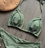 2025 New Sexy Triangle Bathing Suit for Women Brazilian Bikinis Halter Swimwear Push Up Swimsuit Metal Chain Beach Bikini Set