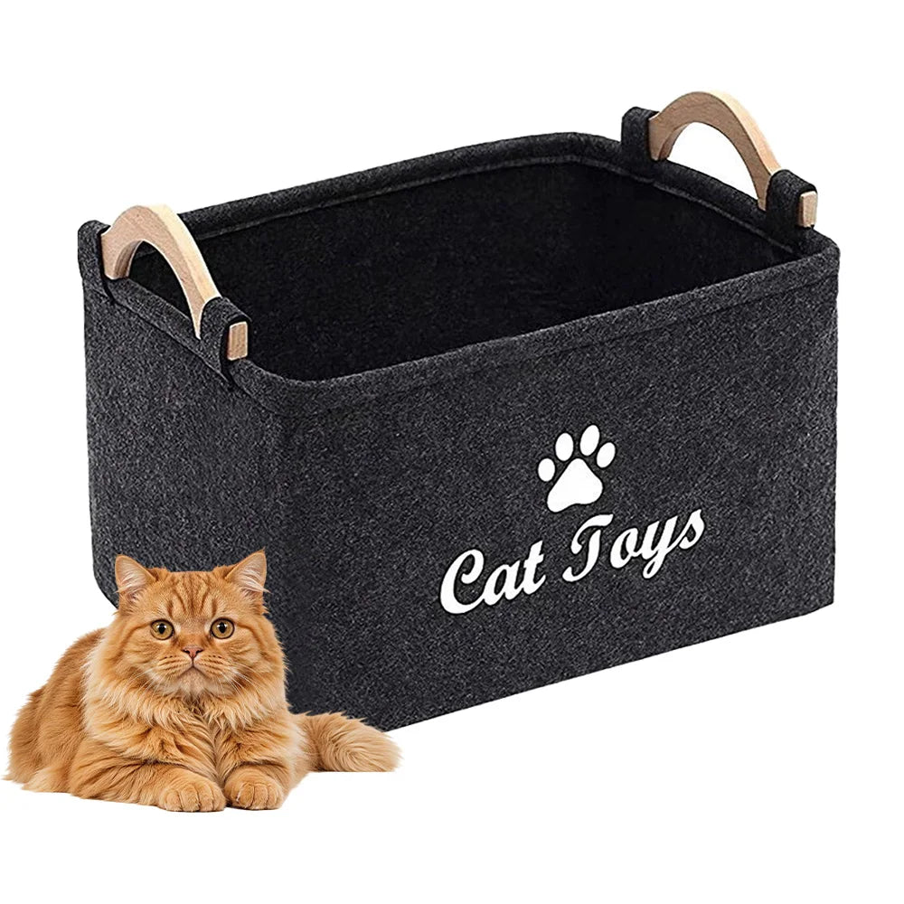 Felt Pet Toy Box Cat and Dog Toy Storage Box Pet Box Toy Storage Box, Suitable for Organizing Pet Supplies Collar Accessories