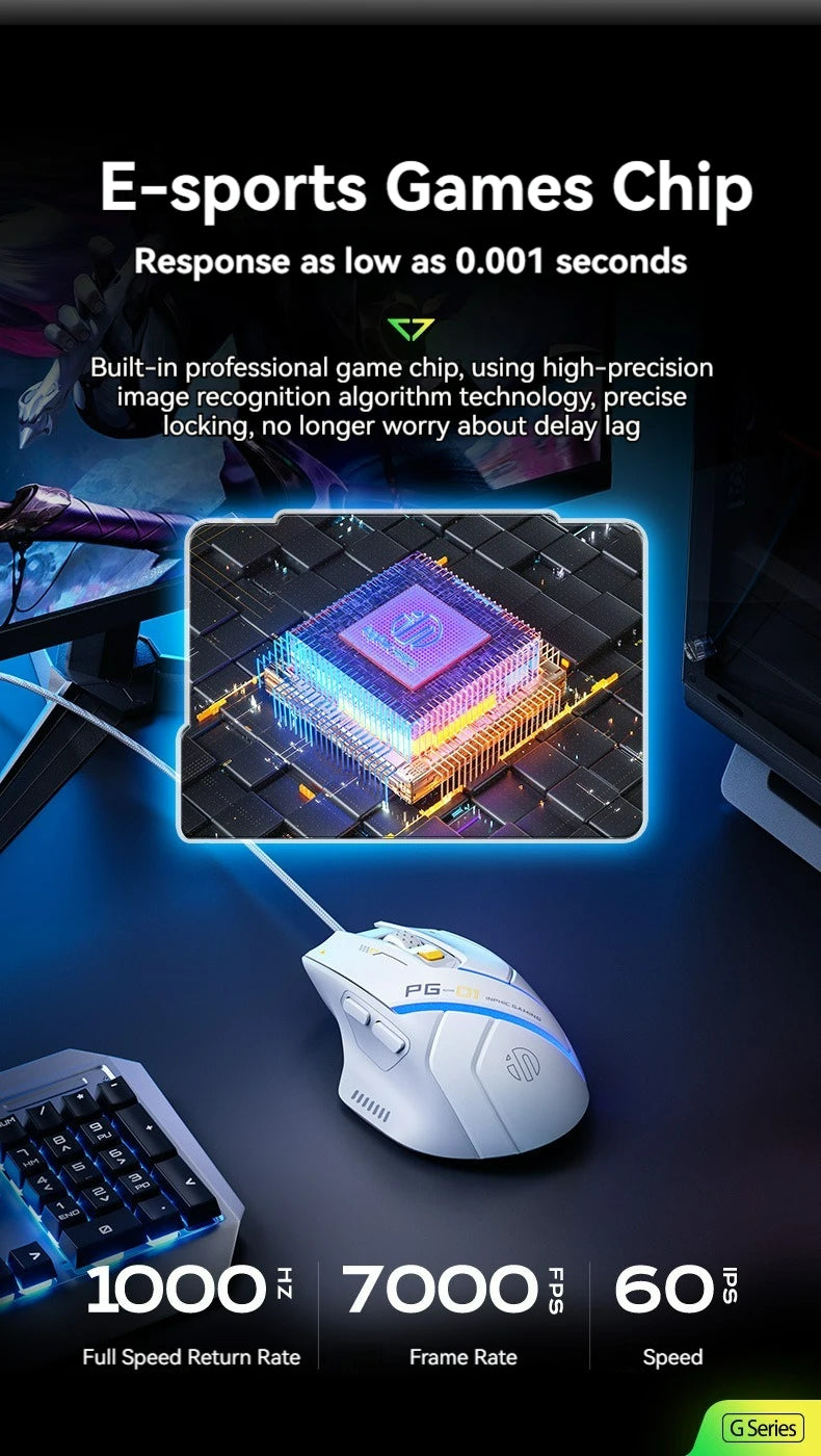 Inphic Pg1 Wired Mouse Gaming Mouse RGB Light Emitting   Macro Programming 12800DPI  6 Keys Computer Mouse For Office Home