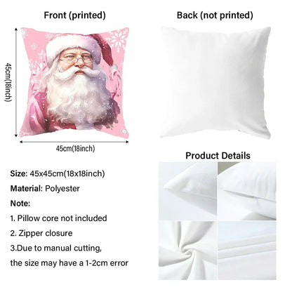 New Christmas Art Cute Christmas Tree Santa Snowman Deer Pattern Pillowcase Home Decoration Pillowcase