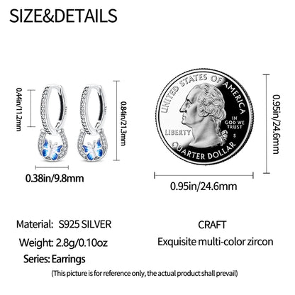Genuine 925 Sterling Silver Love Feather Earrings Fit Original Charms Hoop  For Women girls Stud Earring Fine Jewelry Gifts