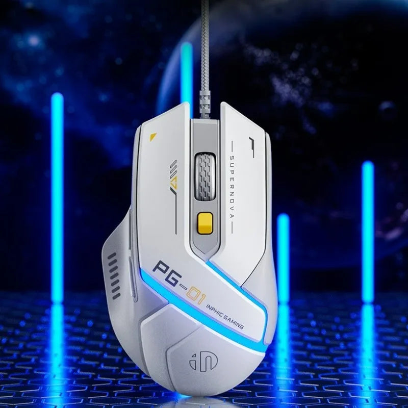 Inphic Pg1 Wired Mouse Gaming Mouse RGB Light Emitting   Macro Programming 12800DPI  6 Keys Computer Mouse For Office Home