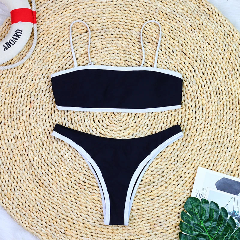 Woman Swimwear 2024 High Waist Bikinis Shorts Women's Swimsuit Luxury Ribbed Two-piece Bathing Suits Summer Bikini Set Swim Suit