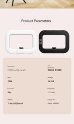 New Handheld Ring LED Rechargeable Fill light Portable Mobile Phone Live Broadcast Photography Desktop Rabbit Cage Selfie Light