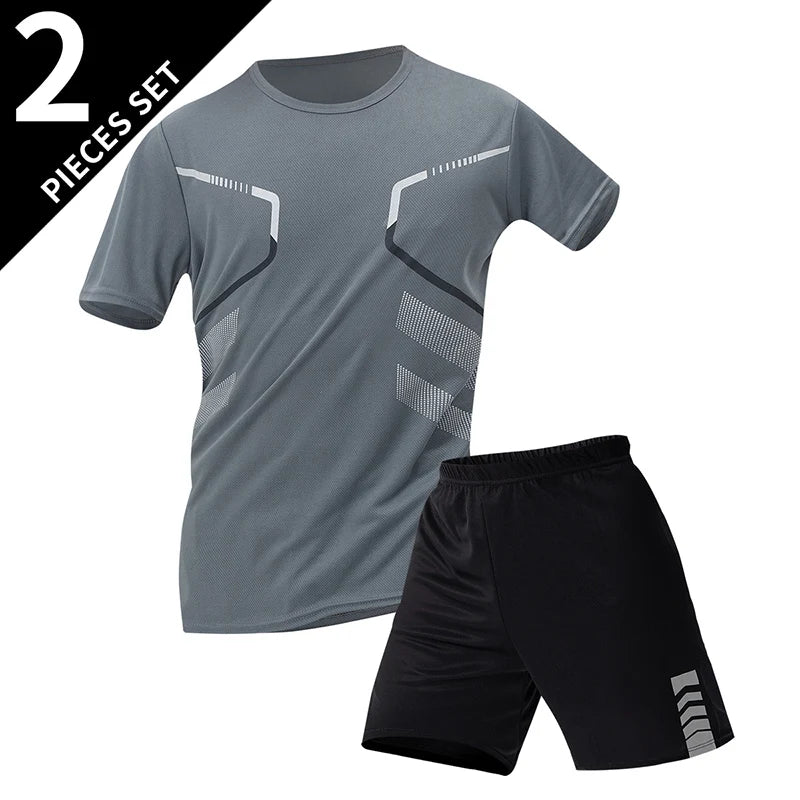 2/6 Pack Plus Size Men's Quick-drying Short-sleeved Shorts Suit Men's Leisure Sports Running Fitness T-shirt Joker Shorts Teen