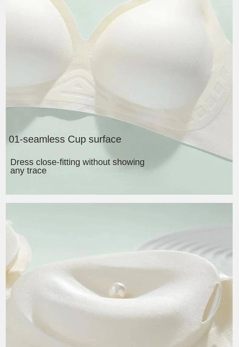 Flat Chest Solution Bra for Women Thickened Push Up Cups No Steel Ring Seamless Invisible Lift Small Chest Enhancement B C Cup