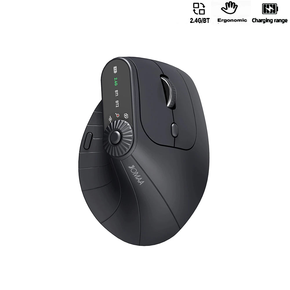 Multi-Device Vertical Ergonomic Mouse With Function Adjustment Kno Rechargeable 2.4G Bluetooth Wireless Mouse for PC Tablet