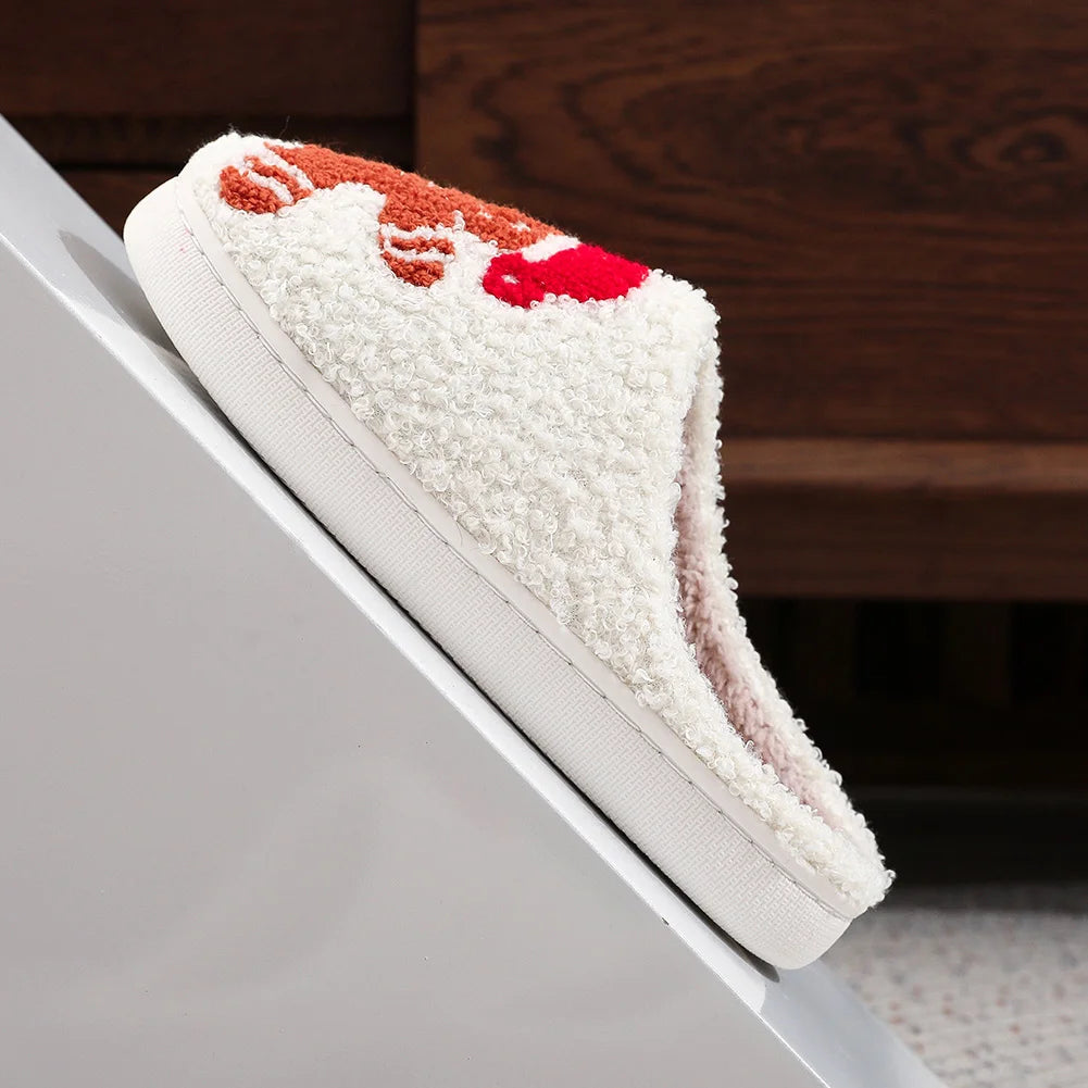 Christmas Slippers Female Home Fluffy Flip flops Winter Women Girls Indoor Cute Deer Gingerbread Man Warm House Plush Shoes