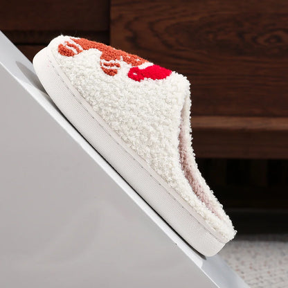 Christmas Slippers Female Home Fluffy Flip flops Winter Women Girls Indoor Cute Deer Gingerbread Man Warm House Plush Shoes