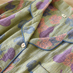 2024 Japanese Spring and Autumn New Women's Pajama Set 100% Cotton Vintage Long sleeved Pants Two Piece Set for Home Furnishings