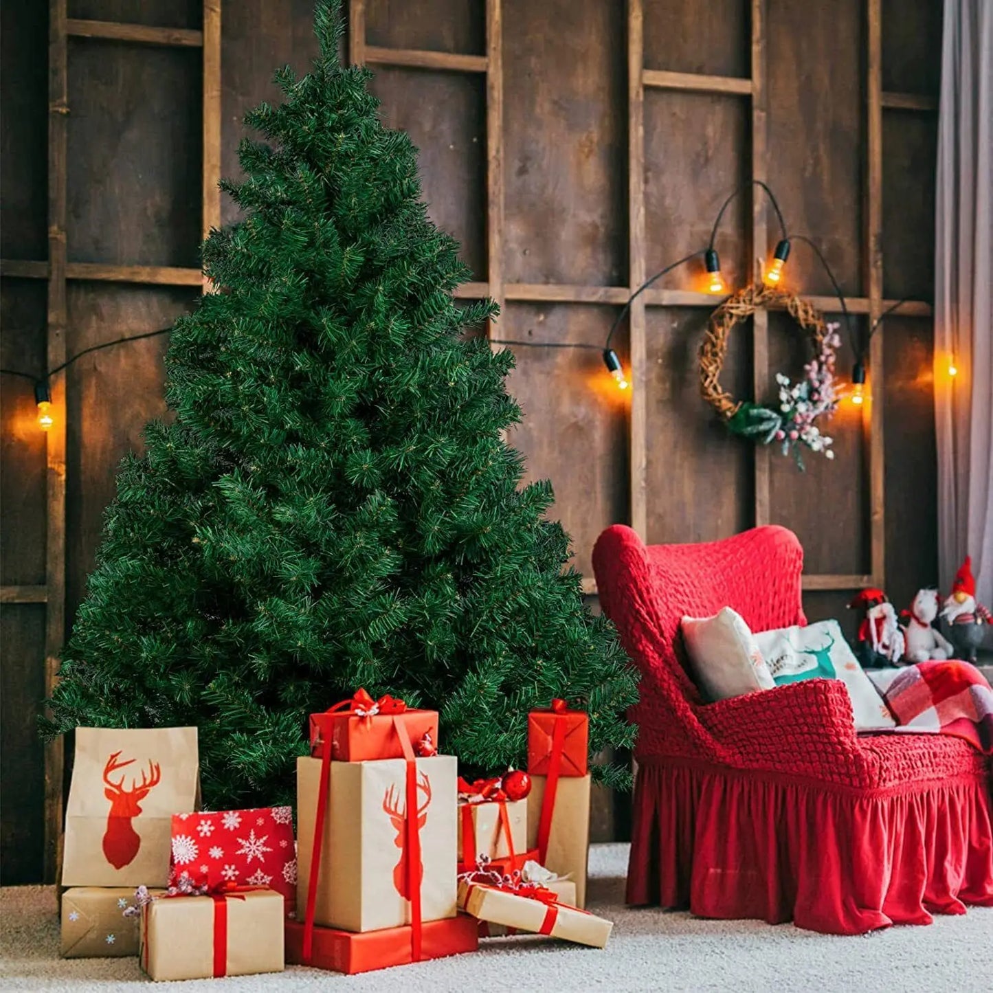 [UK STOCK] 90cm-210cm Christmas tree PVC Green Tree Christmas Artificial Tree,Christmas tree Indoor Outdoor DIY Christmas tree