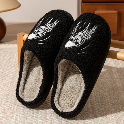 Halloween Funny Skull Face Women's Slippers Indoor Soft Good Breathable Comfortable Slipper Couple Fashion Winter Cotton Shoes