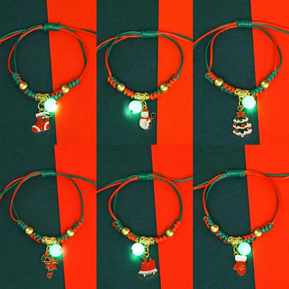 Mistletoe Luminous Xmas Bracelet Snowman Snowflake Merry Christmas Bracelet Christmas Tree Christmas Bell