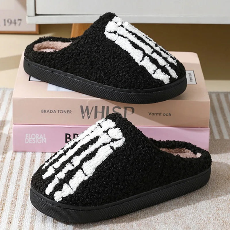 Christmas Elk Cotton Slippers For Women Men Winter Cute Cartoon Slippers Indoor Non Slip Couple Floor Slides Home Plush Shoes