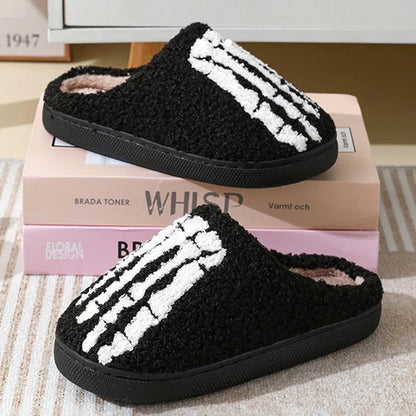 Christmas Elk Cotton Slippers For Women Men Winter Cute Cartoon Slippers Indoor Non Slip Couple Floor Slides Home Plush Shoes