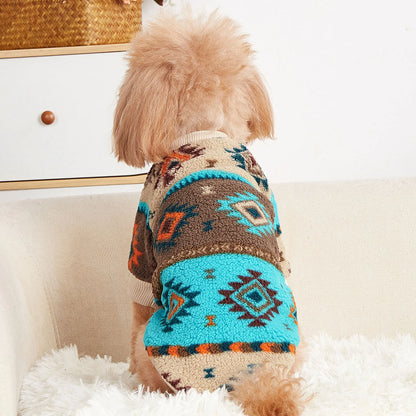 Totems Print Puppy Dog Sweater for Small Dogs Winter Warm Pet Hoodie Clothes Poodle Schnauzer Bichon Pullovers mascotas Clothing