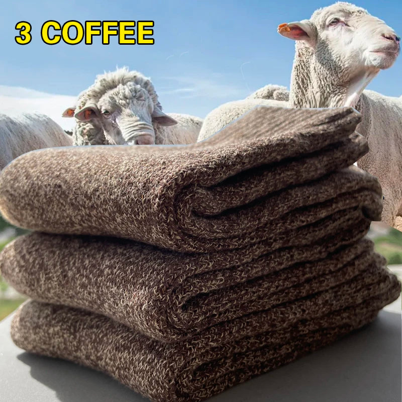 3 Pairs Winter Warm Thick Towel bottom Man Socks Wool Male Socks Slipper Socks Merino Wool Socks Against Cold Snow Socks 39-44
