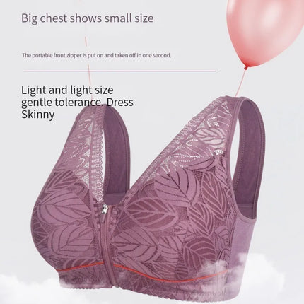Soft cotton cups before the zipper in the elderly underwear breathable women without steel ring tank top lace large size bra