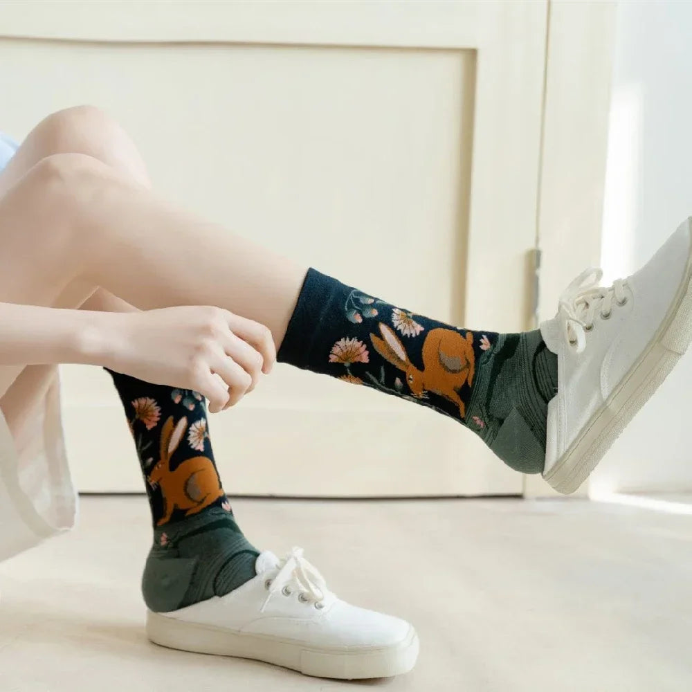 Hot Sale Colorful Cartoon Creative Fashion Vine Graffiti Novelty Men Women Socks Winter Warm Comfortable Cotton Sokken Dropship