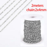 No Fade 2Meters Stainless Steel Chains for Jewelry Making DIY Necklace Bracelet Accessories Gold Chain Lips Beads Beaded Chain