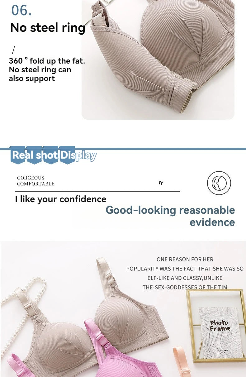 New Large Size Front Buckle Sexy Push up WOMEN'S Bra Adjustable Thin Cup Breathable Comfortable Middle-aged Mom Ladies Underwear