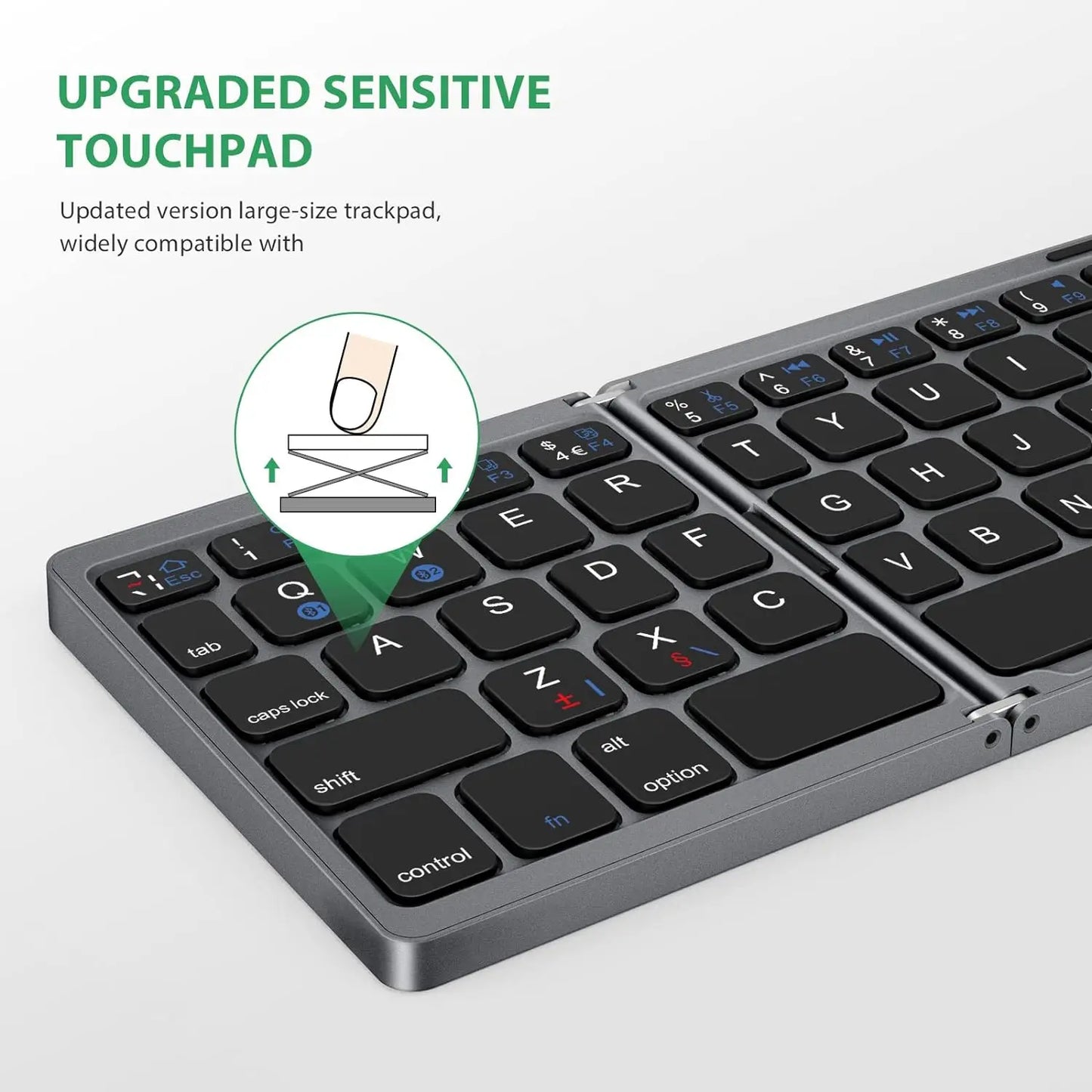 Foldable Keyboard Russian with Touchpad Portable Mini Bluetooth Wireless Folding Keyboard for Mac iOS Android Windows PC Tablet