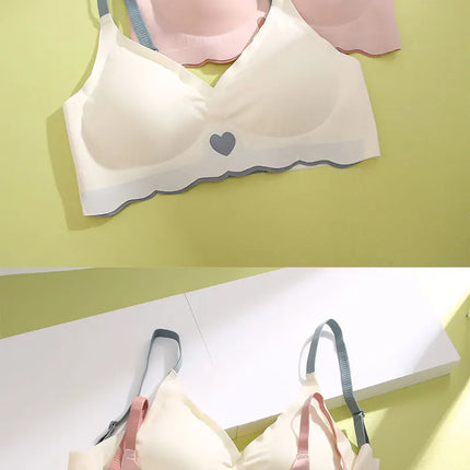 3Pcs Adjustable Beauty Back Bra Intimates Gather No Steel Ring Sports Anti-Sagging Bra French Color Contrast Seamless Underwear