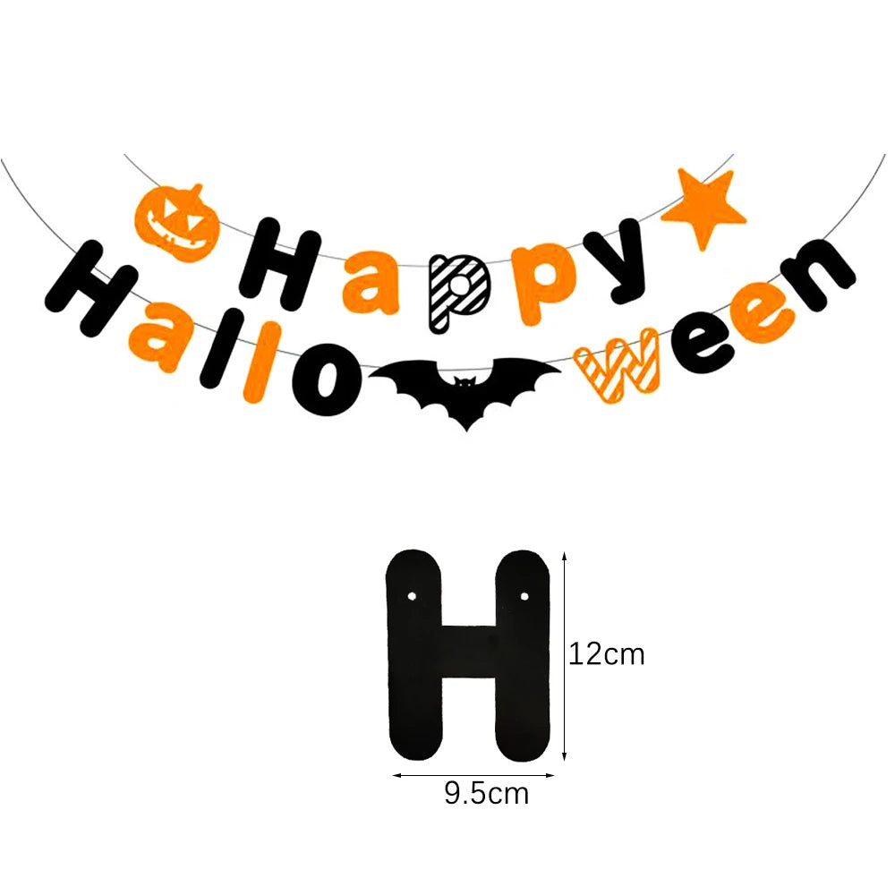 Halloween Hanging Banner Garland Bunting Pumkin Ghost Bat Paper Banner Door Hanging Ornaments Halloween Xmas Party Decoration