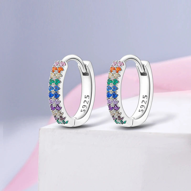 Genuine 925 Sterling Silver Love Feather Earrings Fit Original Charms Hoop  For Women girls Stud Earring Fine Jewelry Gifts