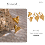 Yhpup Stainless Steel Chic Heart Huggie Hoop Earrings Charm Gold Color Tarnish Free Trendy Fashion Jewelry for Women Bijoux