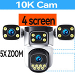 10K 20MP Four Screen Outdoor WiFi Cam PTZ 5X Zoom Night Vision Four Lens 10K Wireless CCTV Surveillance Cam Security Protection