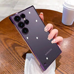 Luxury Plating Frameless Case For Samsung S25 S24 Ultra S23 S22 Ultra Transparent Camera Lens Film Protection Shockproof Cover
