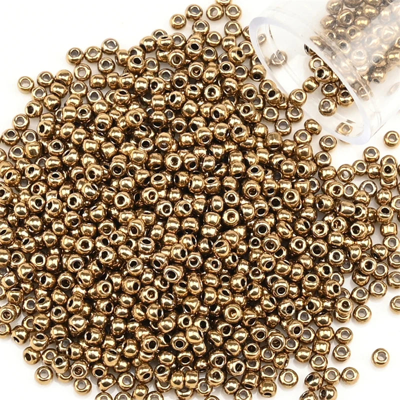 12Grams/Tube 2mm Metallic Seed Beads Japanese Round Glass Seedbeads For DIY Needlework Dress Adornment Sewing 1200pcs