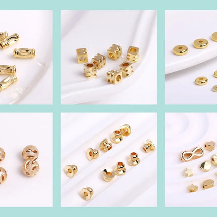 8/10MM 18K Gold Plated Brass Metal Hollow Beads Caps Flower Caps For Beads For DIY Beading Jewelry Making Supplies Wholesale