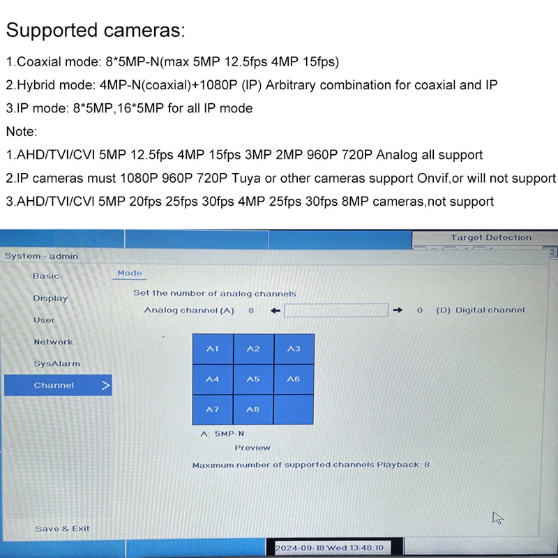 Smar CCTV DVR 4CH/8 Channel TVI CVi CVBS Hybrid 5 in 1 Video Recorder 5M-N Audio P2P for Coaxial IP Camera Human Motion Detect