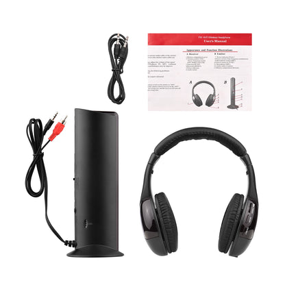 5-in-1 Multifunctional Wireless Headset FM Hi-Fi Wireless Headphone Emitter&Receiver Set FM Radio Computer TV Monitor Headphone