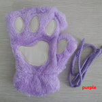 Cat Claw Gloves Winter Cute Cartoon Cat Girls Fingerless Gloves Thickened Velvet Bear Paw Half Finger Gloves