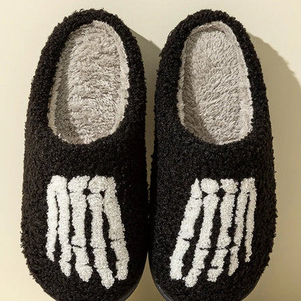 Fashion Halloween Slippers Indoor Warm Winter Cute Skull Toes Funny Women Slipper Soft Sole Anti-slip Home Plush Shoes for Gift