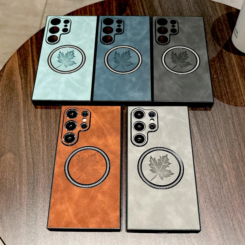 Retro Leather Case For Samsung Galaxy S25 S24 S23 S22 S21 Note 20 Ultra FE Note20 S 25 24 23 S24FE For Magsafe Magnetic Cover