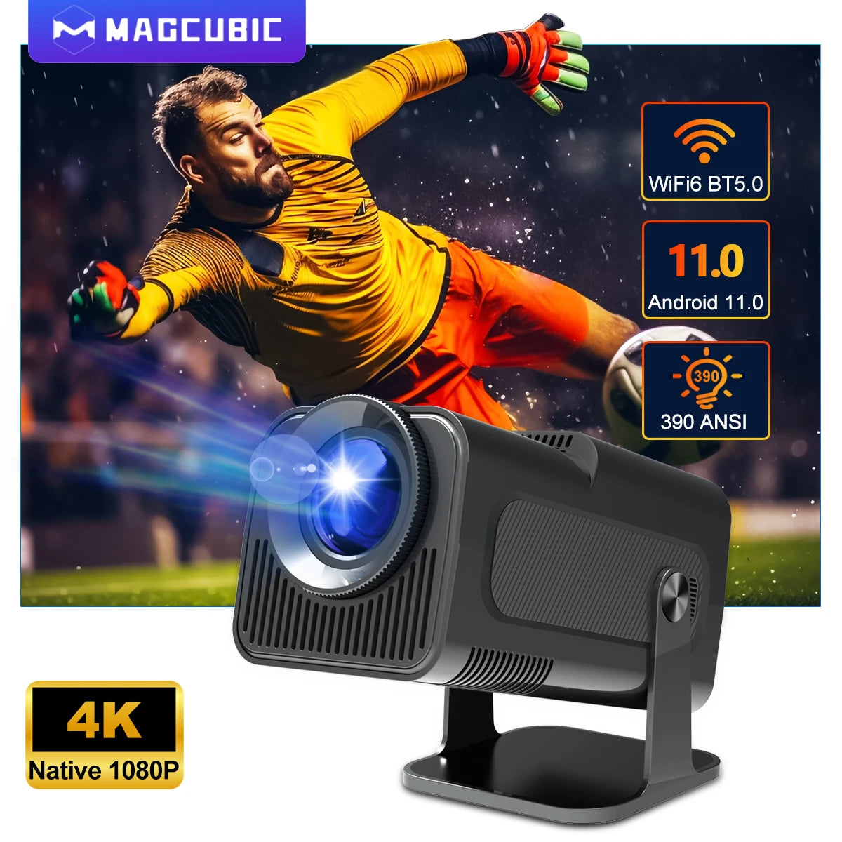 Magcubic 4K Android 11 Projector Native 1080P 390ANSI HY320 Dual Wifi6 BT5.0 1920*1080P Cinema portable Projetor upgrated HY300