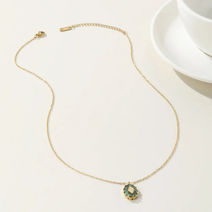 YACHAN Stainless Steel Chains Necklace for Women Turquoise Natural Stone Pendant 18K Gold Plated Necklaces Trendy Jewelry Gift