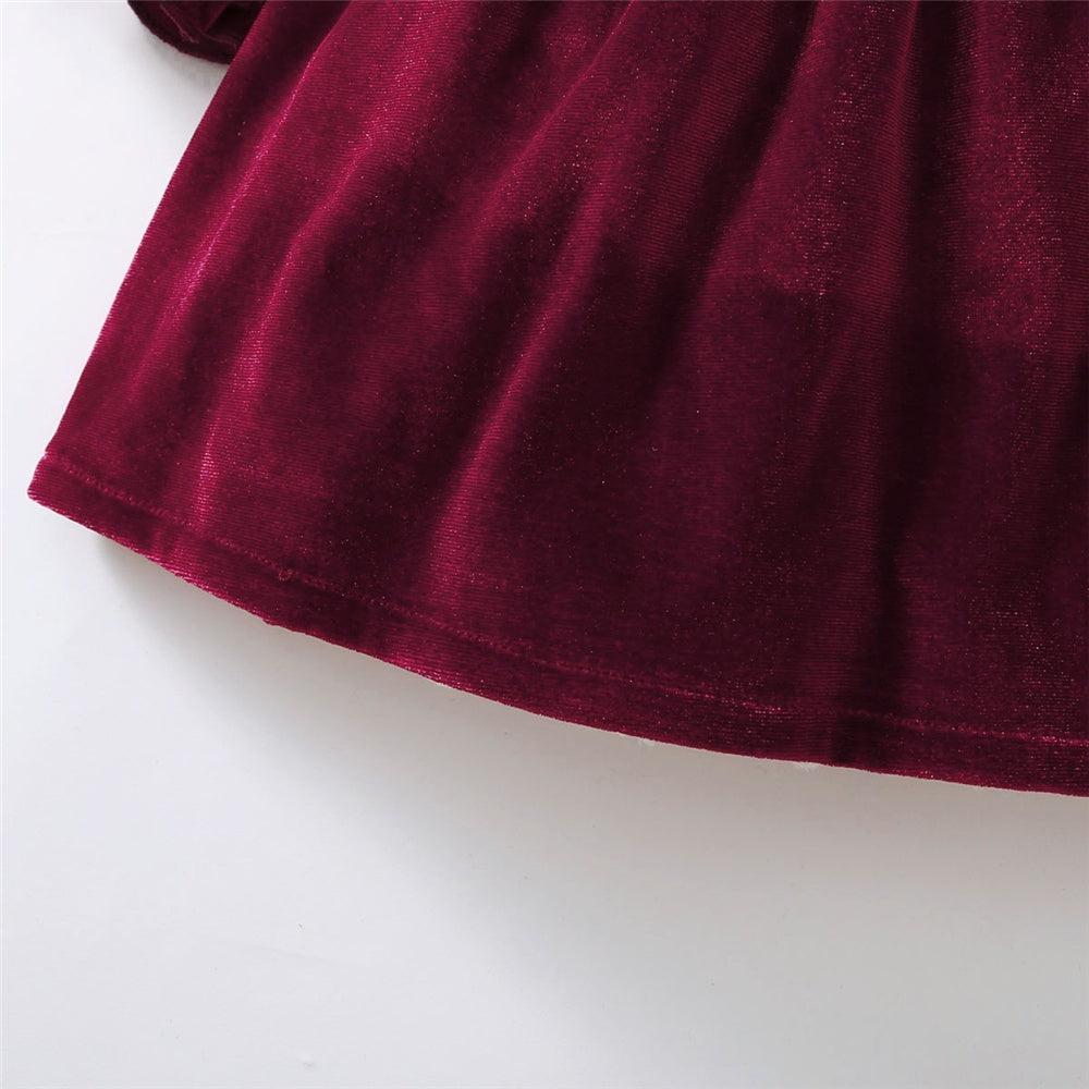 Christmas Party Skirt Baby Girl Long Sleeve Ruffle Satin Finish Dress Fashion Holiday Autumn Winter Wear for Kids Girl 0-7 Years