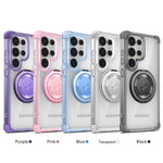 Rotating Magnetic Folding Stand Transparent Phone Case for Samsung S25 Edge S24 S23 Plus FE S21 Ultra Armor Shockproof Cover