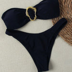 "2025 Sexy Bandeau Push-Up Bikini Set - Brazilian Thong Swimwear for Women"