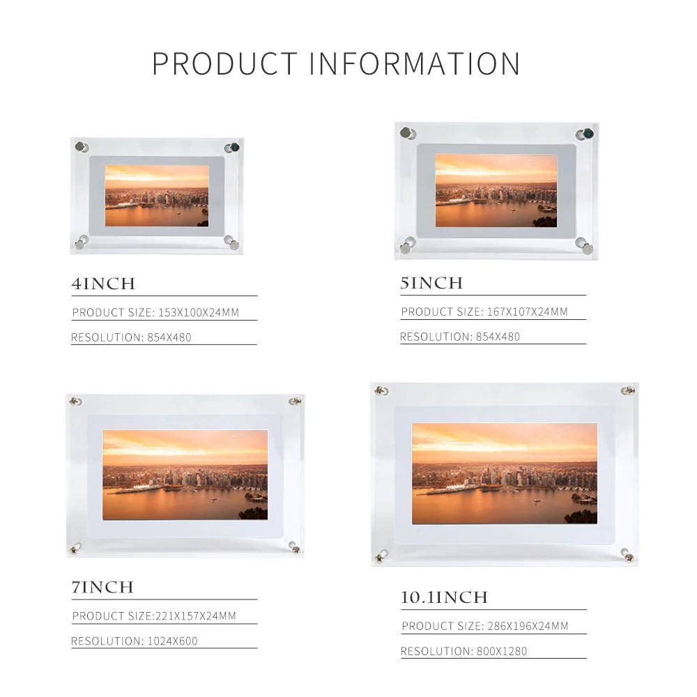 Acrylic Digital Photo Frame 5/7 Inch 1000mAh Vertical Display IPS Screen 2G Memory Battery Porta Retrato Digital