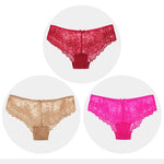 Women Briefs Sexy Full Lace Panties Hollow Out Low-waist Female Shorts Soft Solid Color Breathable Underwear Fast Ship 3pcs/lots