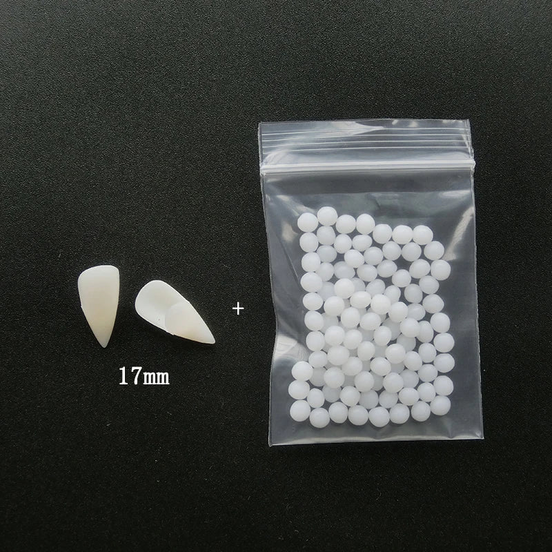 1 Pairs Halloween Vampire Teeth Fangs Dentures Props Party Costume DIY Cosplay Props False Teeth Resin Fangs with Solid Glue